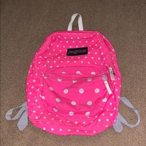 Hot pink polka-dot backpack!